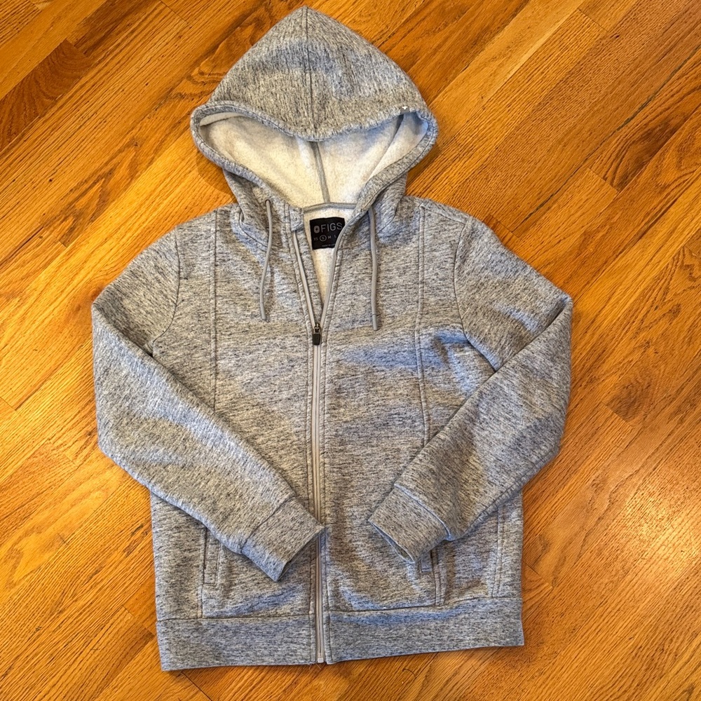 Figs Scrubs Heather Grey Essential Zip Hoodie